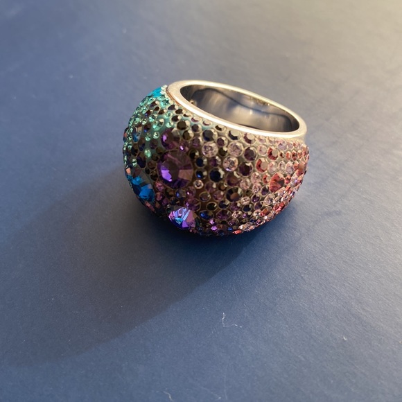 Swarovski Chic Purple Blue Large Statement Bauble Fashion Ring - Picture 12 of 16